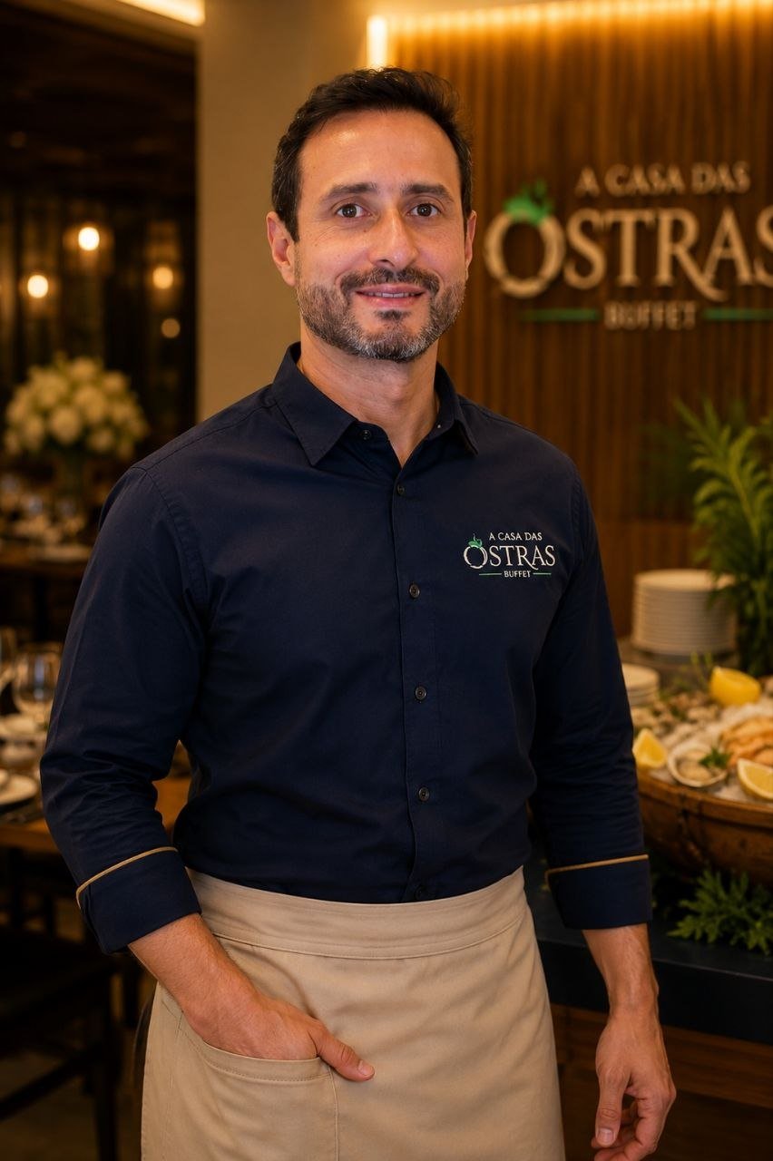 Ostra fresca servida pela A Casa das Ostras